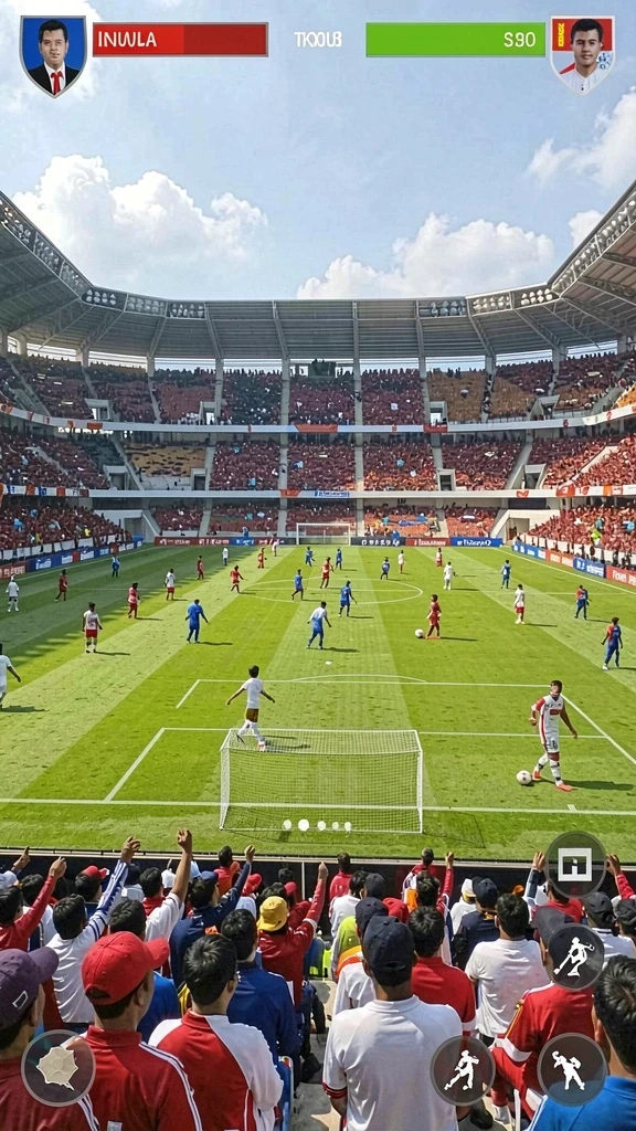 Lingkungan permainan yang penuh warna dan detail.